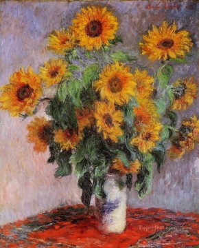  Flowers Oil Painting - Bouquet of Sunflowers Claude Monet